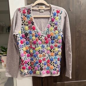 Vintage Talbots 100% wool flower colorful shirt